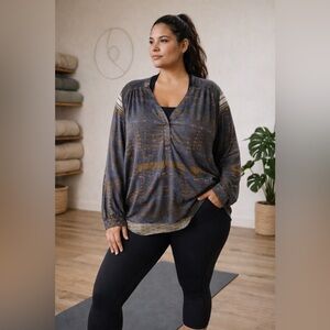 PrAna Large Boho Yoga Tunic Top – Made in India Cotton V-Neck